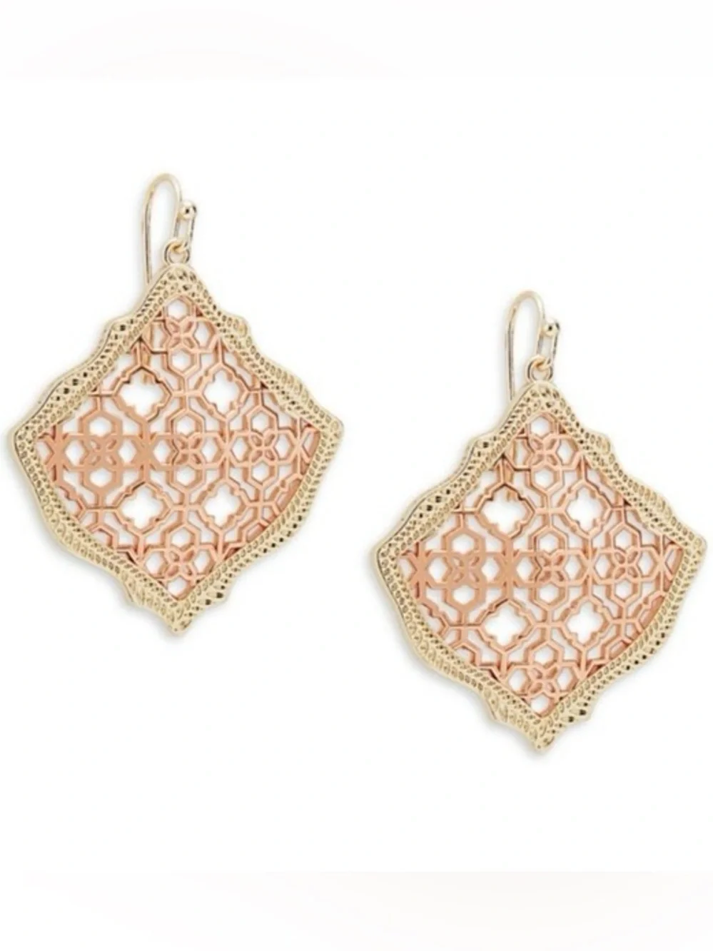 Kendra Scott “Kristen” Drop Earrings - Rose Gold Filigree - Picture 3 of 11
